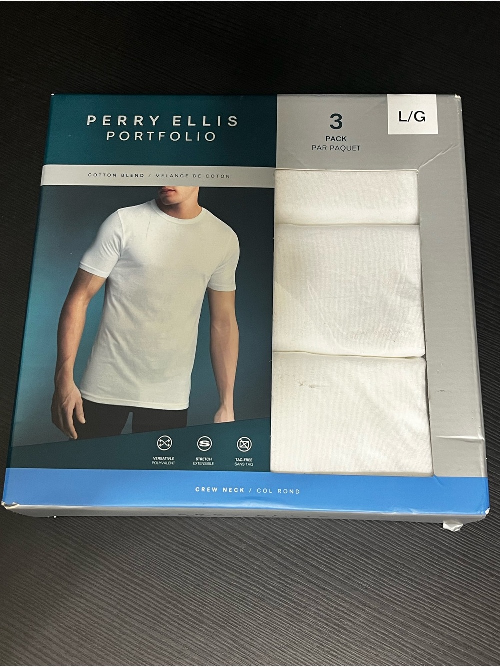Men’s Perry Ellis Portfolio cotton-blend crew neck t-shirts 3-pack Size Large